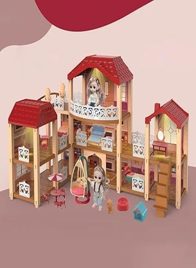 RAHUFashion Classic Doll House Sweet Family DIY Assembled Luxury Villa Girls Gift Dreamhouse Doll House with Funiture Combination - Image 4